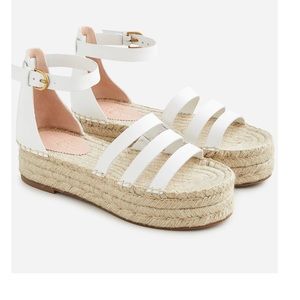 J.Crew Leather Gladiator Espadrille Platform Sandals white 7-7.5